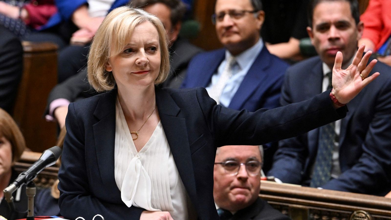 La exprimera ministra de Reino Unido, Liz Truss, en una intervención en el Parlamento Británico