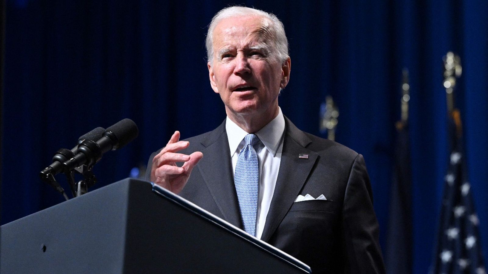 Una imagen del presidente de Estados Unidos, Joe Biden, durante un acto electoral en Filadelfia.