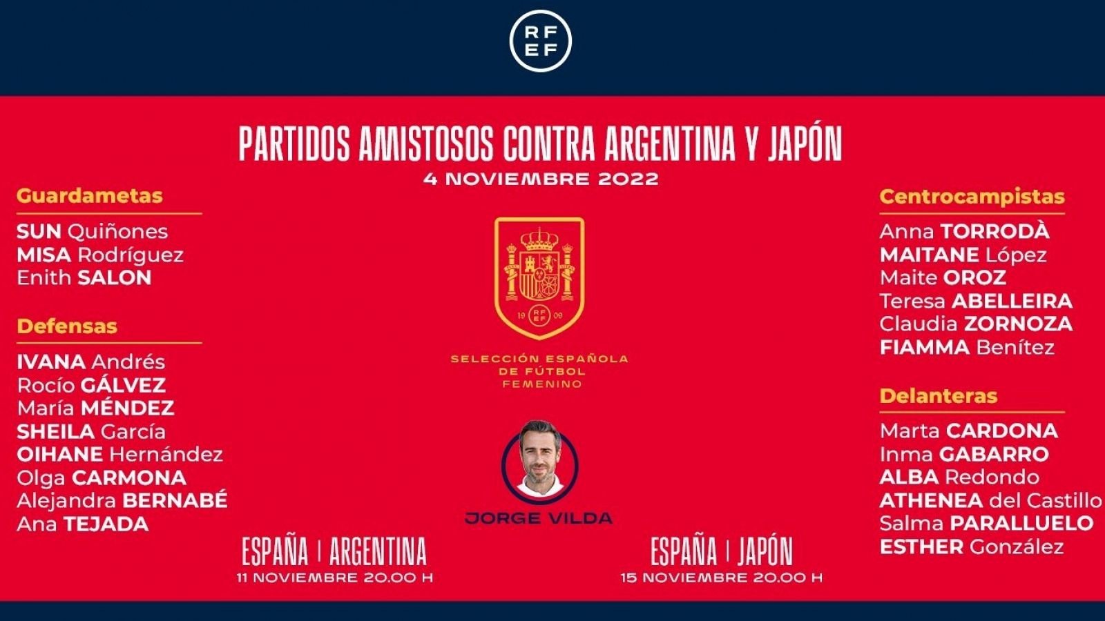 llama a jugadoras para jugar contra Argentina y Japón