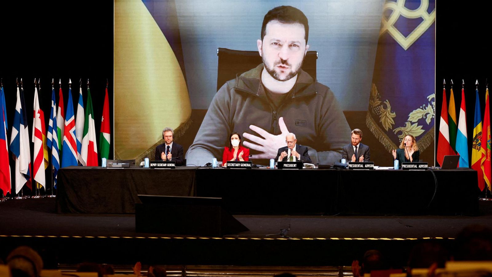 Imagen de archivo de una videoconferencia del presidente de Ucrania, Volodímir Zelenski.