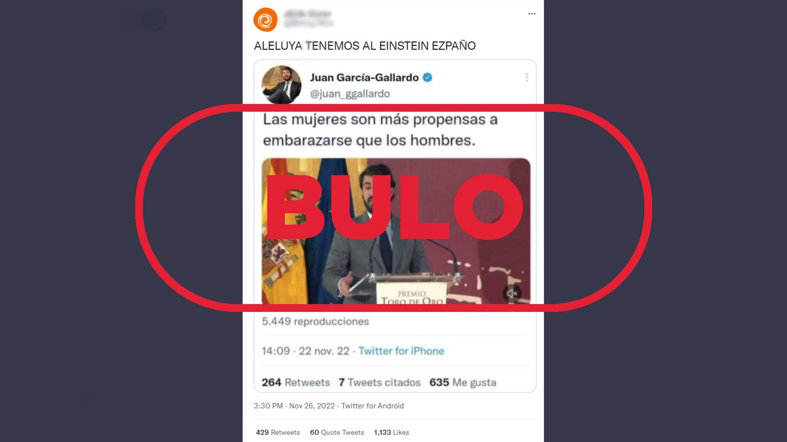Este tuit no es de García-Gallardo (Vox), es un bulo
