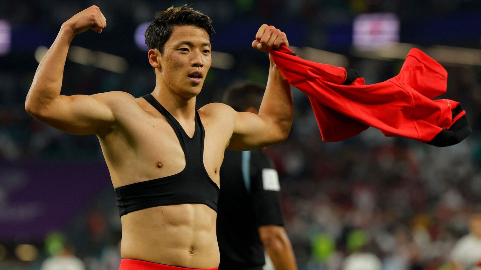 Corea del Sur - Portugal: Hwang celebra el segundo gol de Corea del Sur.