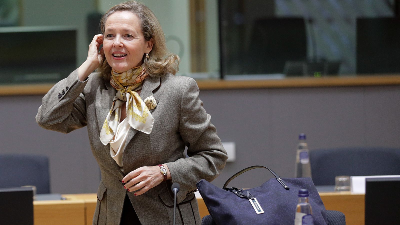 Nadia Calviño, en una reunión de los ministros de Economía del Eurogrupo.