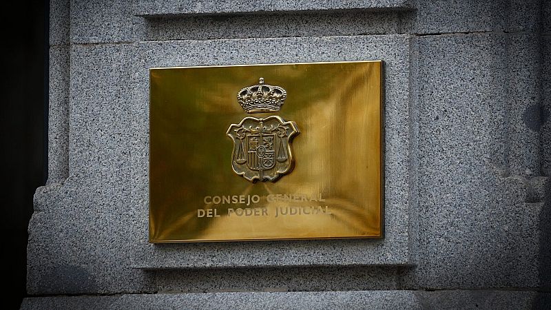 Imagen de la placa de la fachada de la sede del Consejo General del Poder Judicial (CGPJ) en Madrid