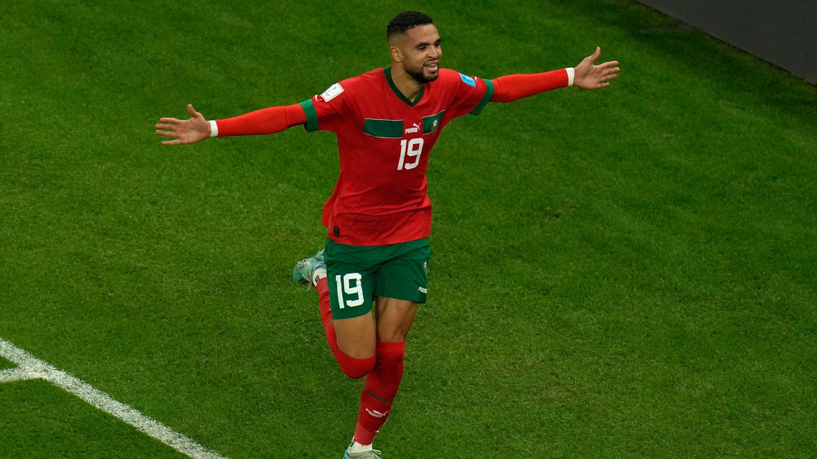 Marruecos - Portugal Mundial Qatar: En Nesyri celebra el gol antoado a Portugal