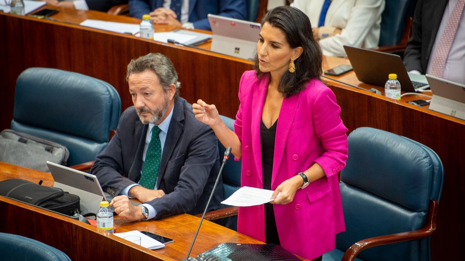 La portavoz de Vox en la Asamblea de Madrid, Rocío Monasterio, durante una sesión plenaria