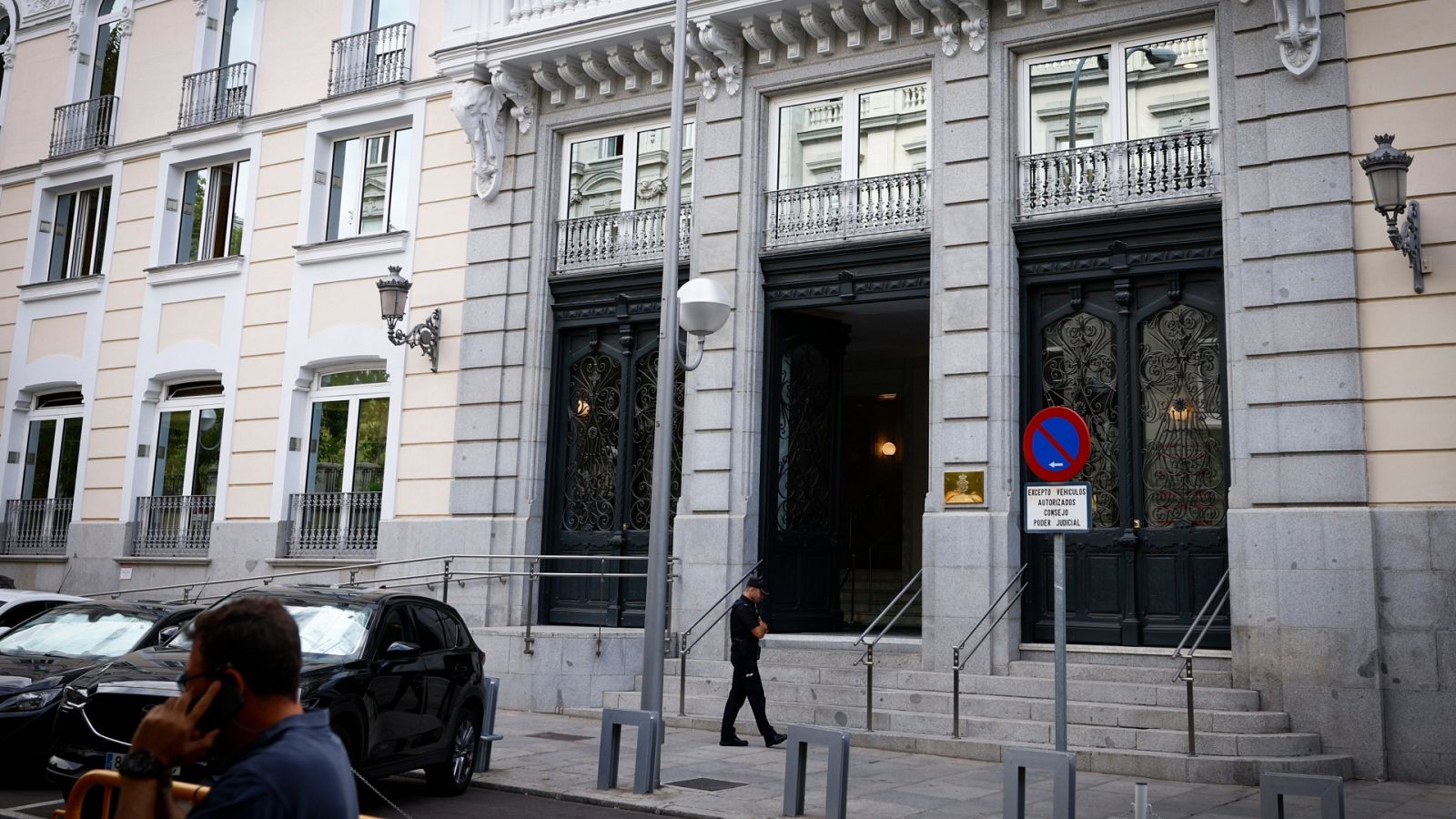 Vista del exterior de la sede del Consejo General del Poder Judicial (CGPJ) en Madrid.