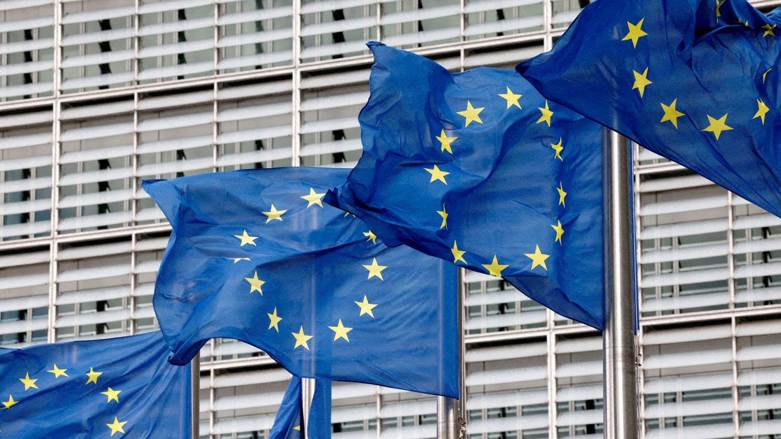 Banderas de la Unión Europea, en Bruselas.