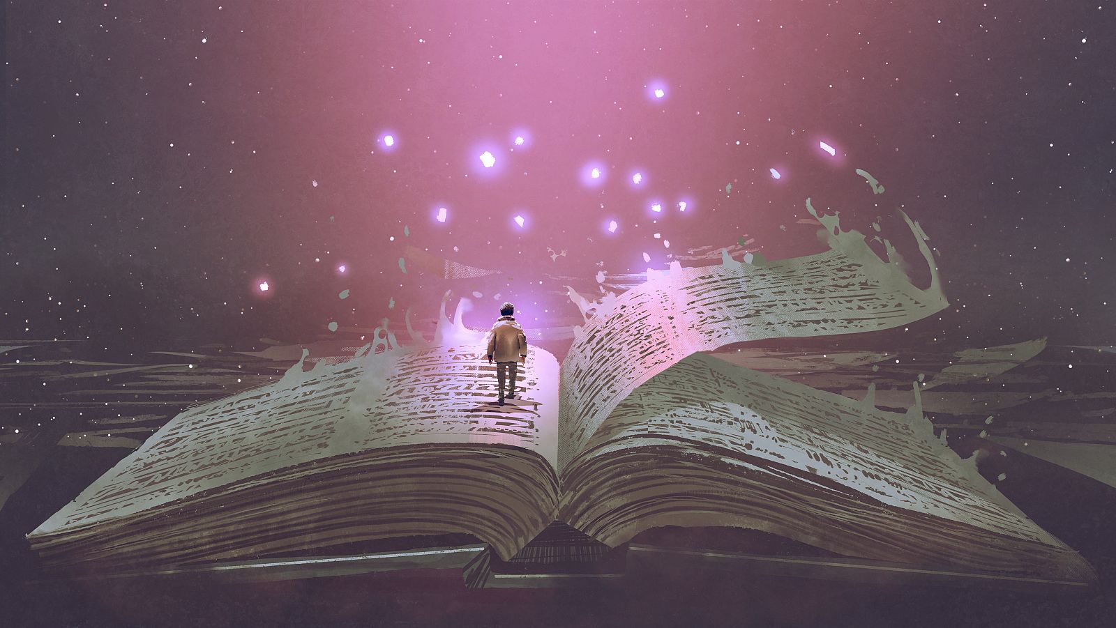 Un niño ante un libro mágico