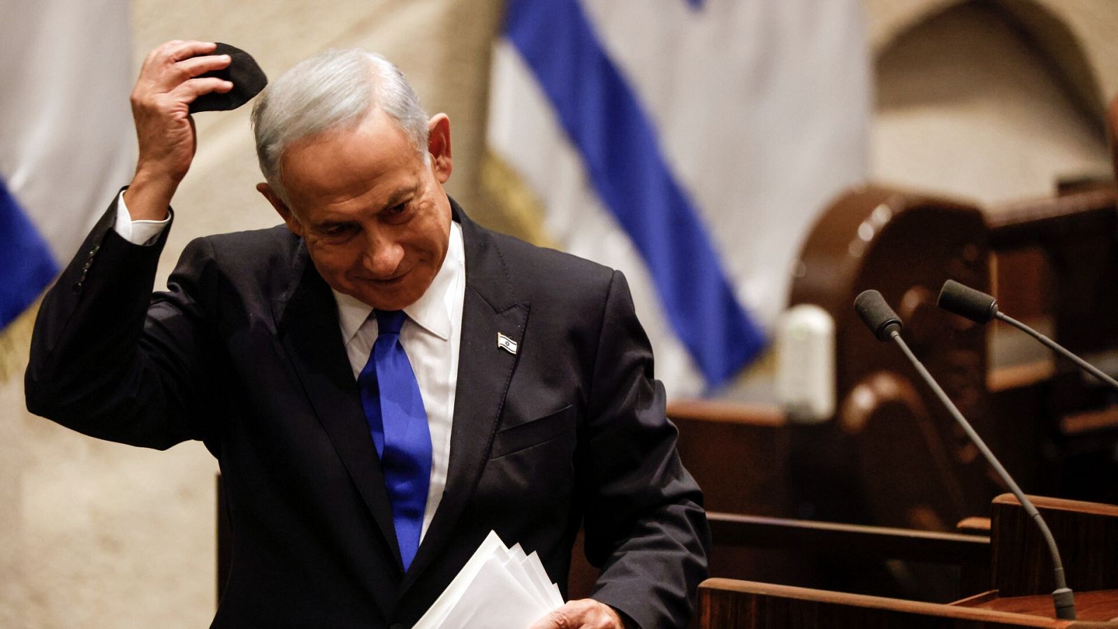 Benjamín Netanyahu este jueves en la Knéset israelí