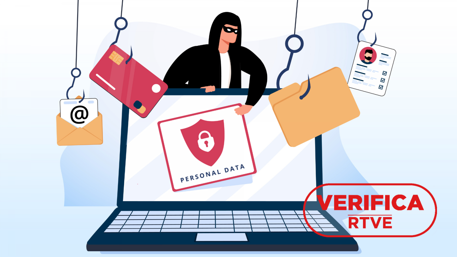 Imagen de archivo que muestra algunas de las técnicas que utilizan los ciberdelincuentes para robar datos personales con el sello: VerificaRTVE