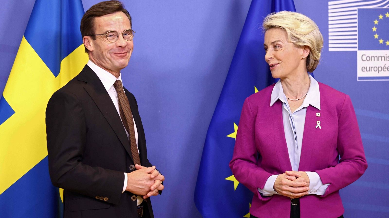 El primer ministro de Suecia, Ulf Kristersson, y la presidenta de la Comisión Euroepa, Ursula Von der Leyen