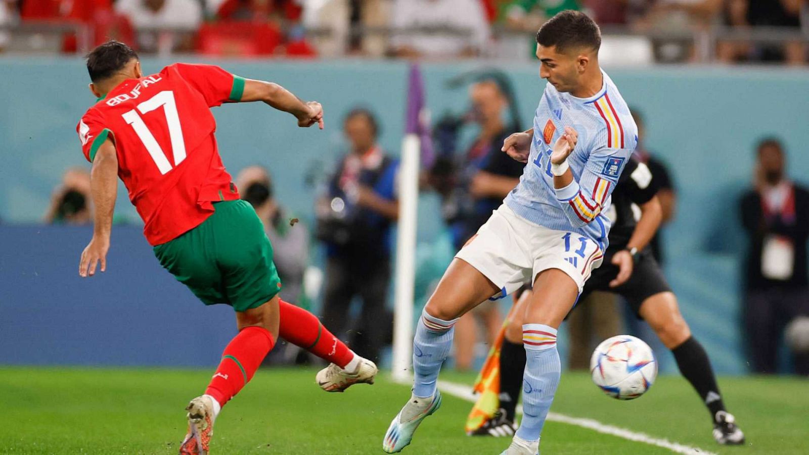 Imagen del partido España-Marruecos de octavos de final del Mundial de Catar.