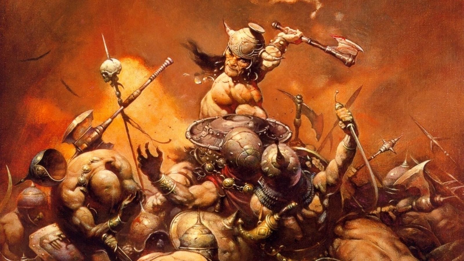 Detalle de la ilustración de Frazetta para 'Conan el destructor'