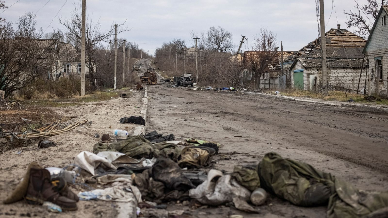 Una calle vacía en Torske, en la región de Donetsk