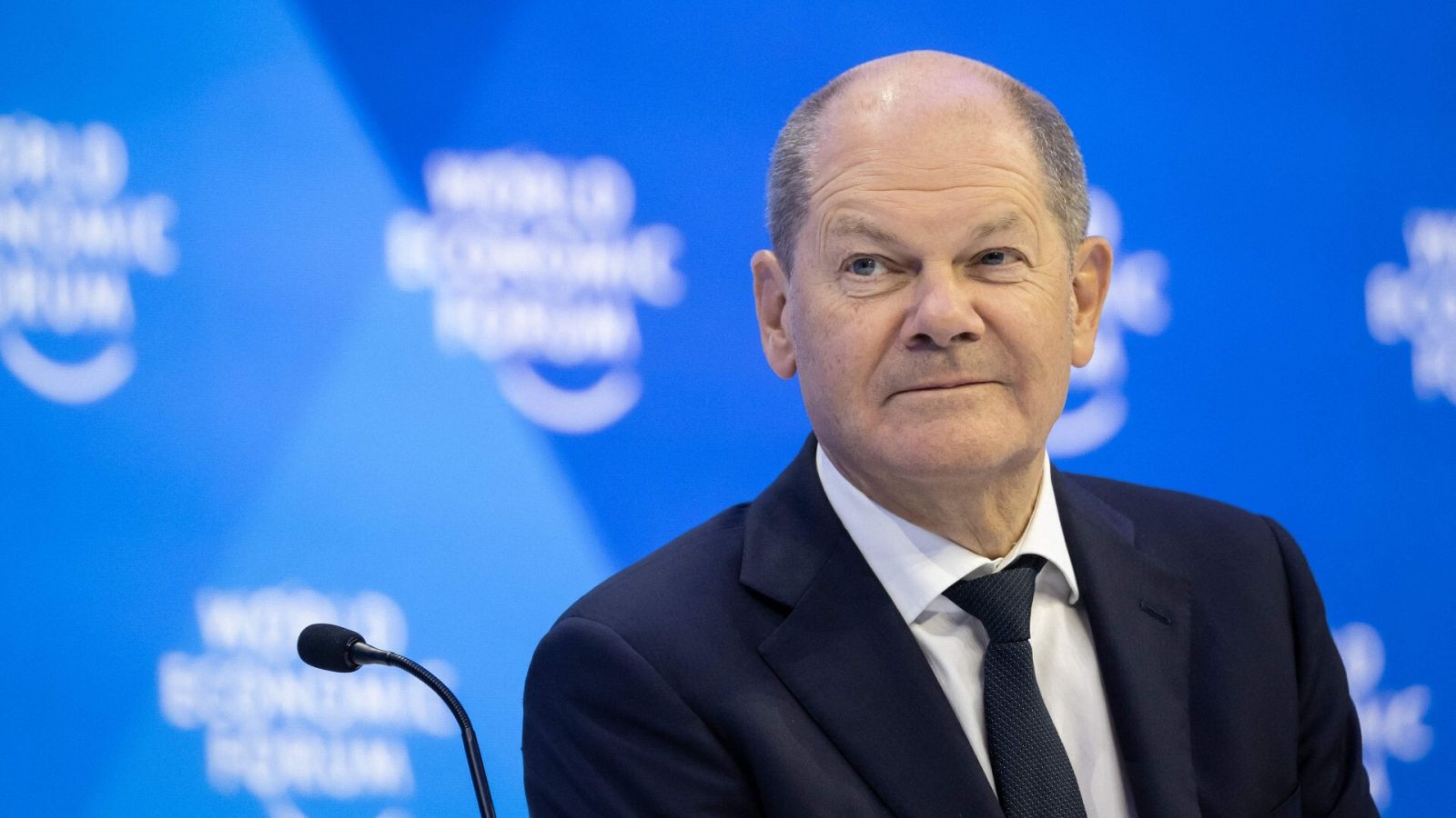 El canciller alemán, Olaf Scholz, en su comparecencia en el Foro de Davos