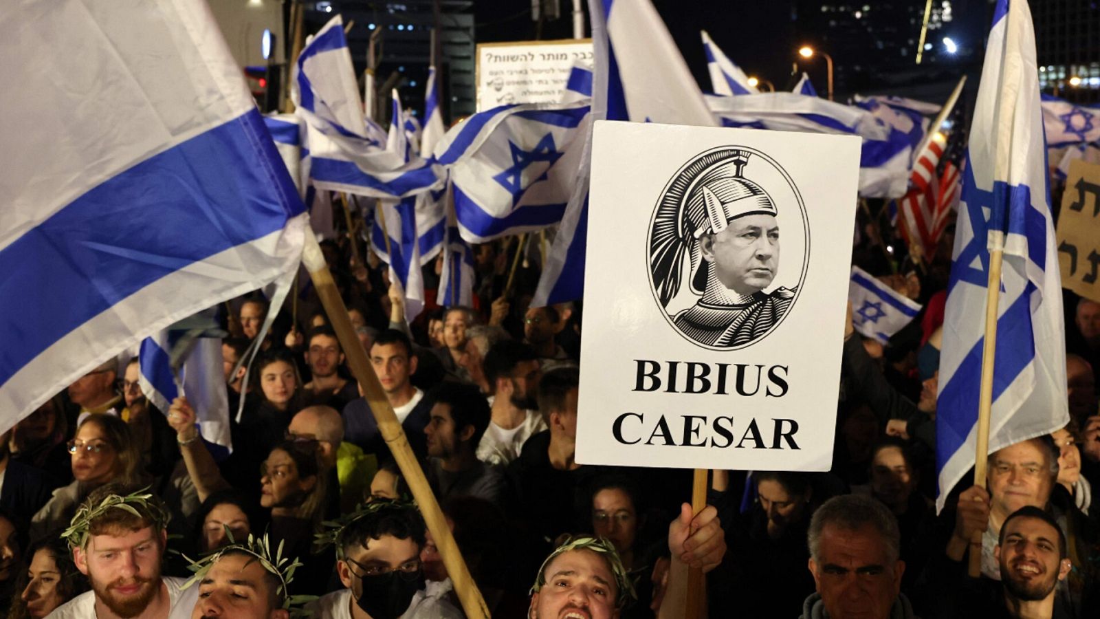 Una imagen de la manifestación en Tel Aviv (Israel) contra el nuevo gobierno de Benjamín Netanyahu.