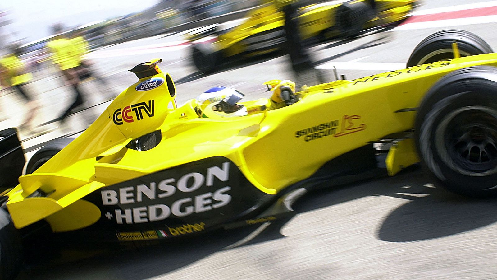 Giancarlo Fisichella, con un Jordan-Ford en Montmeló en 2003.