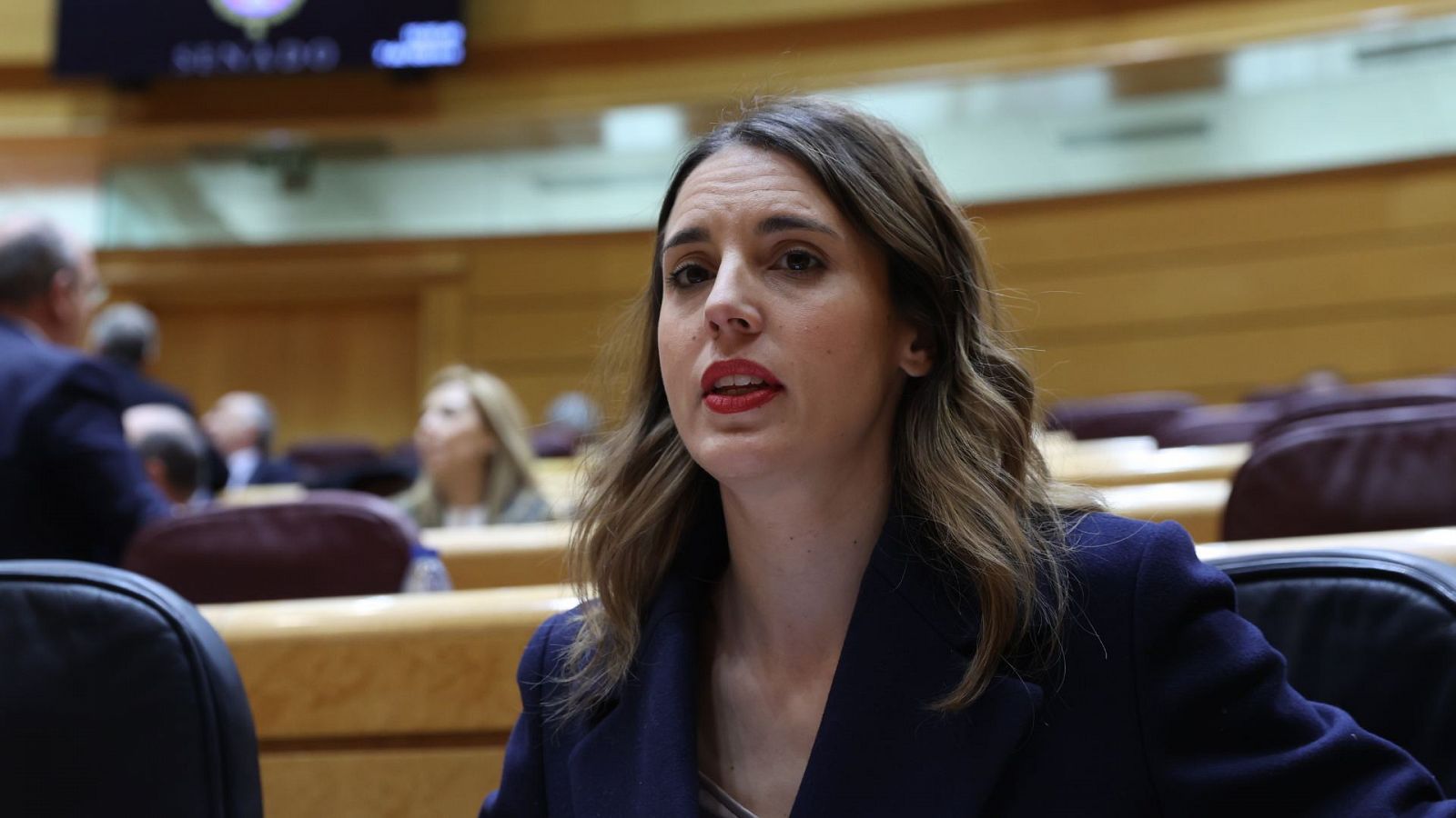 La ministra de Igualdad, Irene Montero, durante el pleno del Senado, el martes