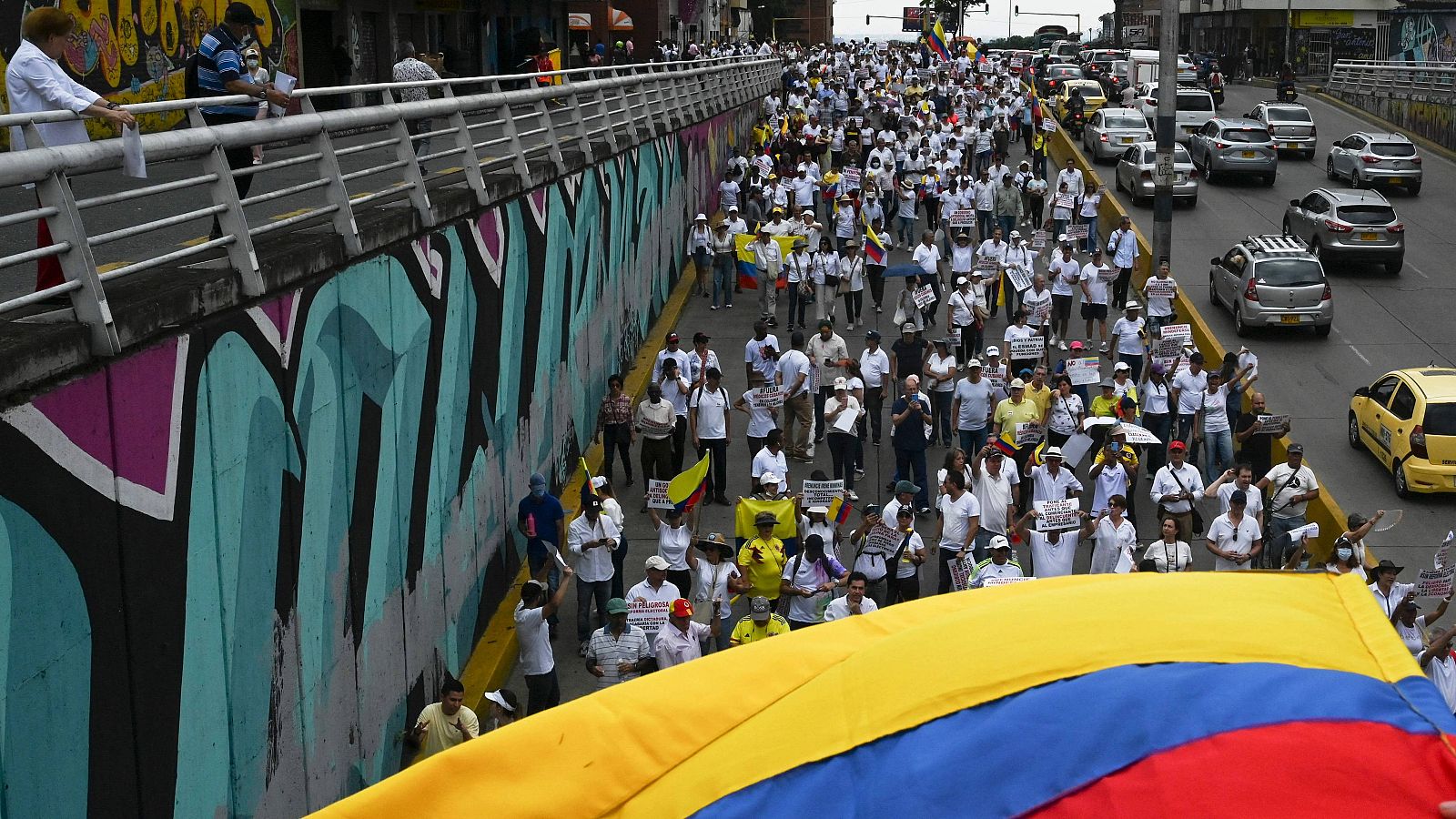 Manifestación de este miércoles en la ciudad de Cali