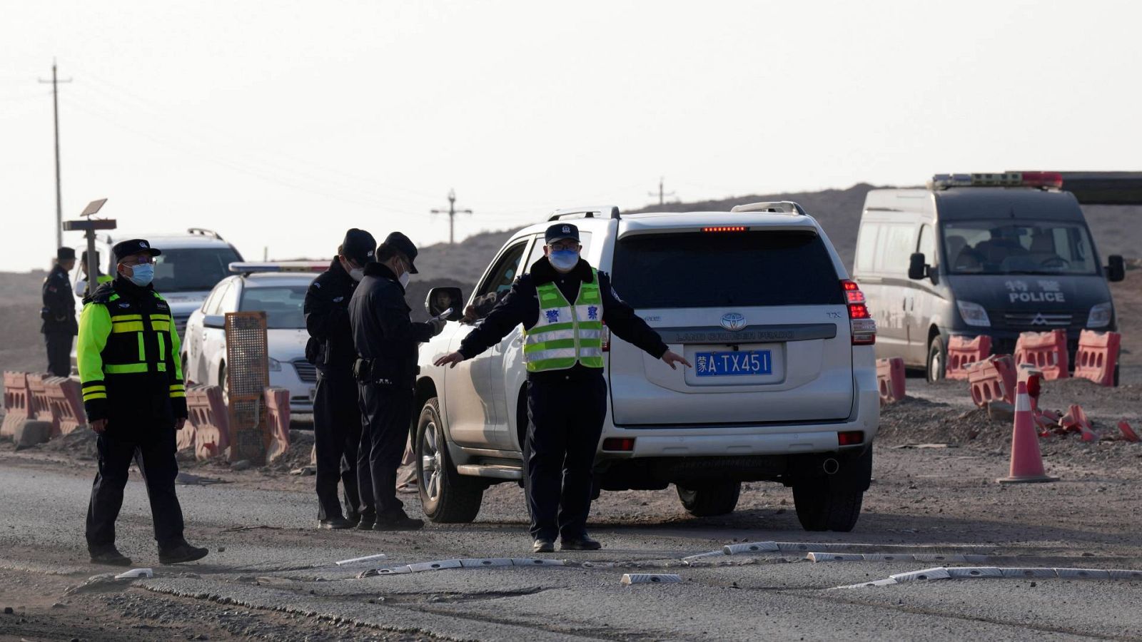 Puesto de control situado en el norte de china, lugar donde este jeueves una mina de carbón se ha derrumbado