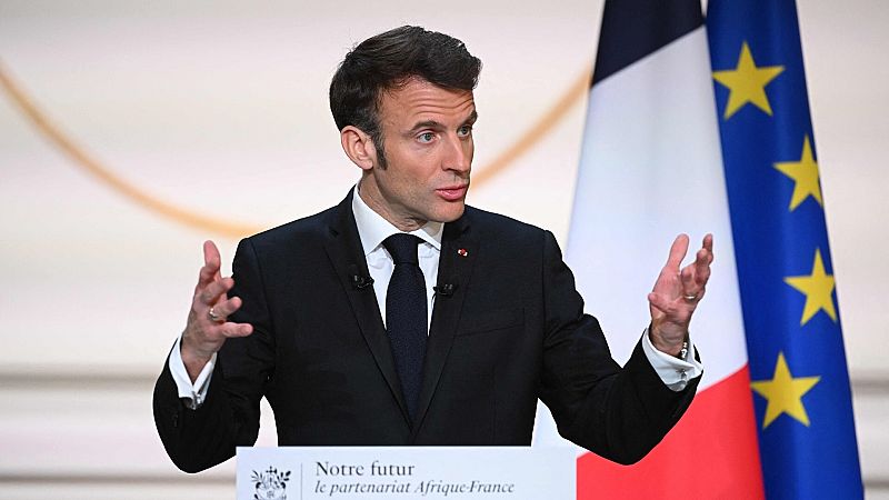 El presidente francés, Emmanuel Macron, durante su discurso en el Elíseo
