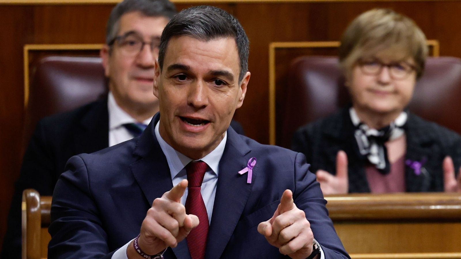 El presidente del Gobierno, Pedro Sánchez, durante la sesión de control de este miércoles