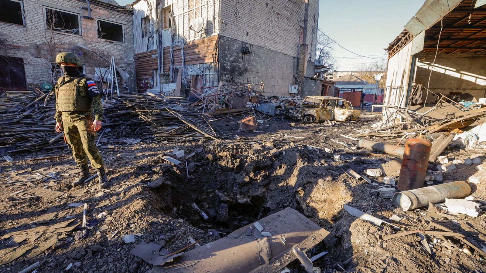 La ciudad de Volnovaja tras el impacto de un misil ruso