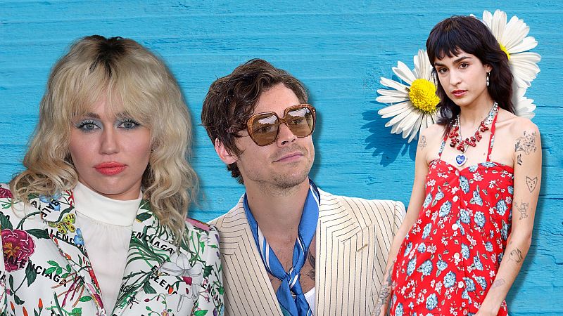 Miley Cyrus, Harry Styles y Natalia Lacunza collage musical