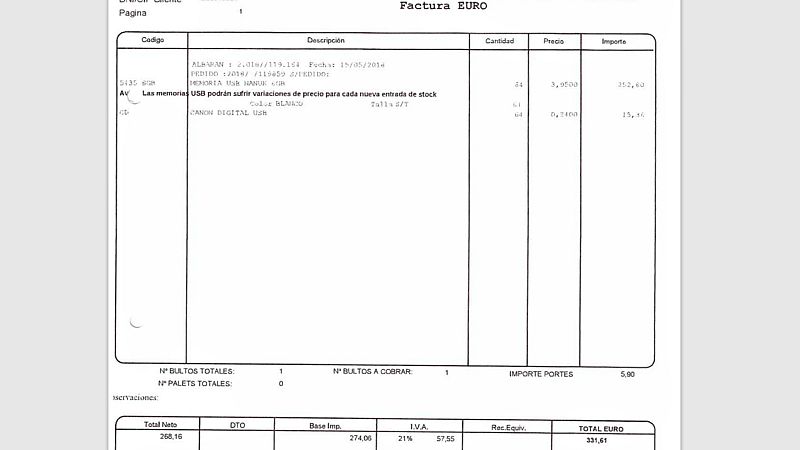 Caso Negreira: factura USB
