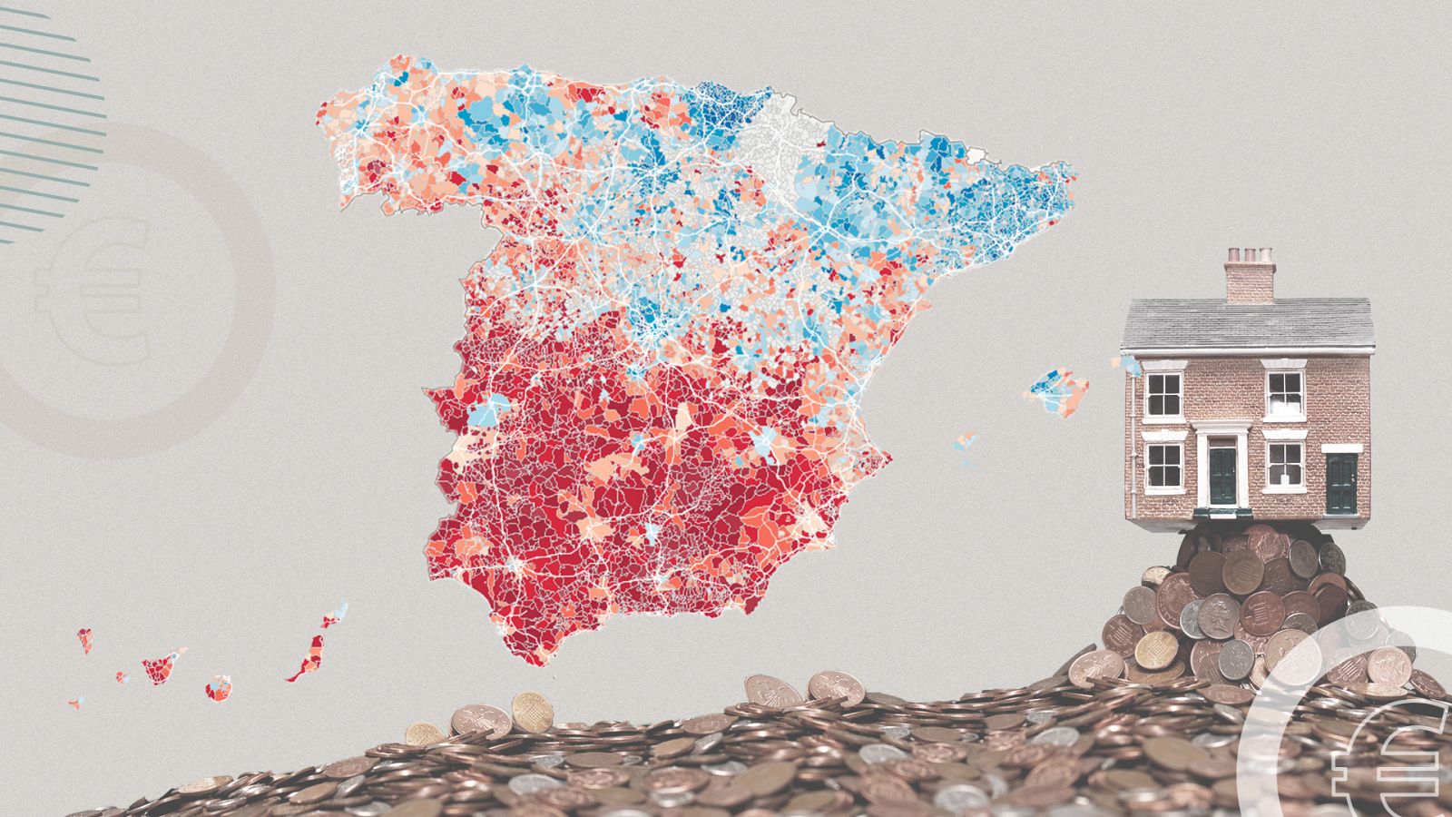 Mapa del origen de las rentas en España, calle a calle
