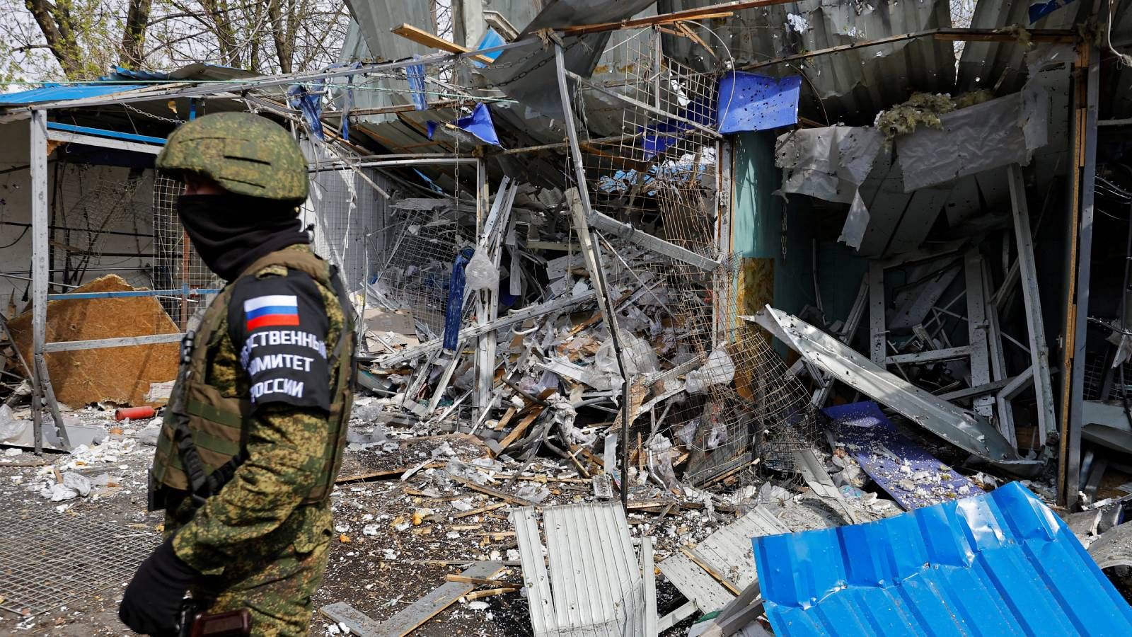 Restos de un bombardeo en Donetsk