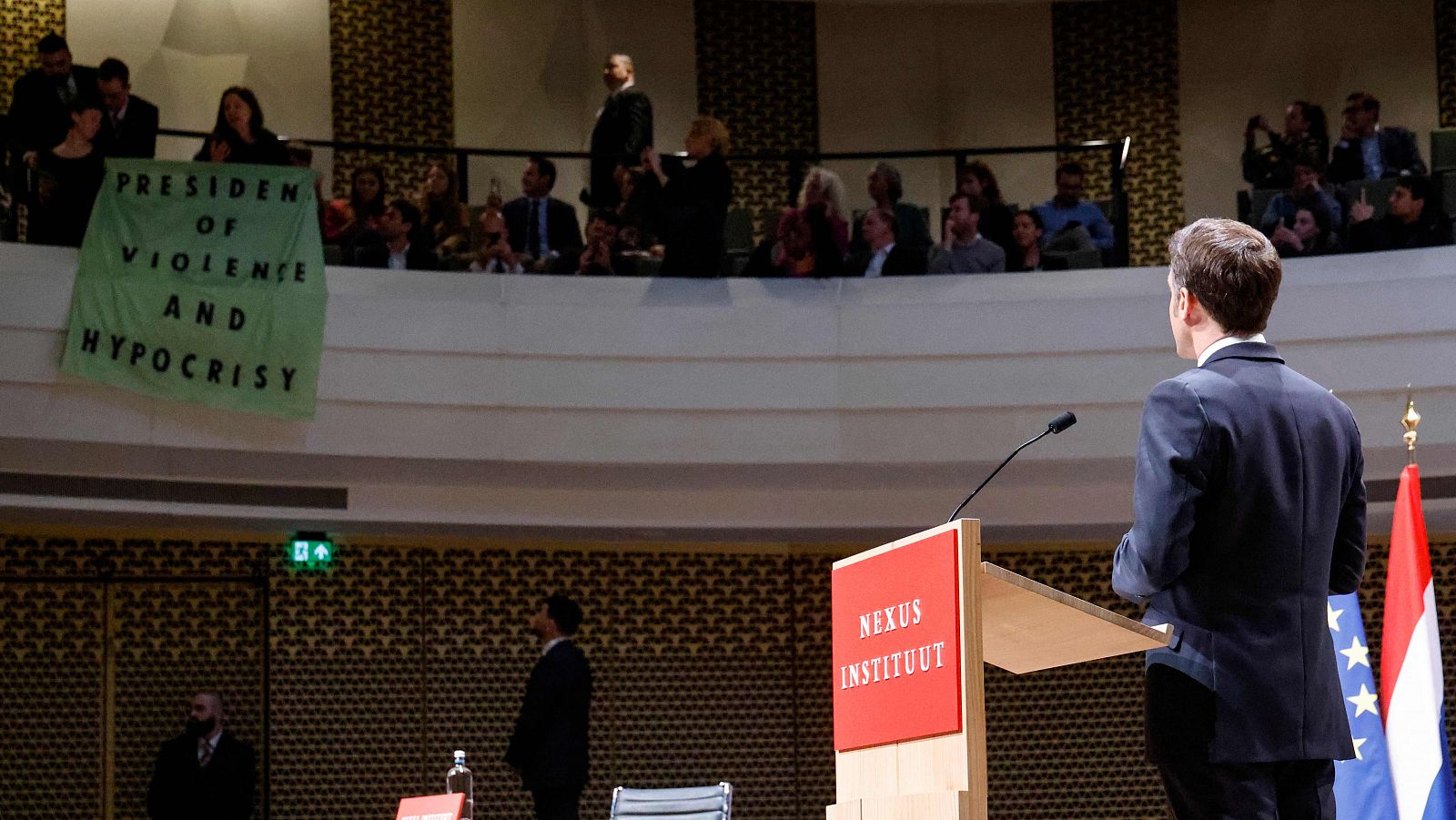 Macron en su discurso en La Haya