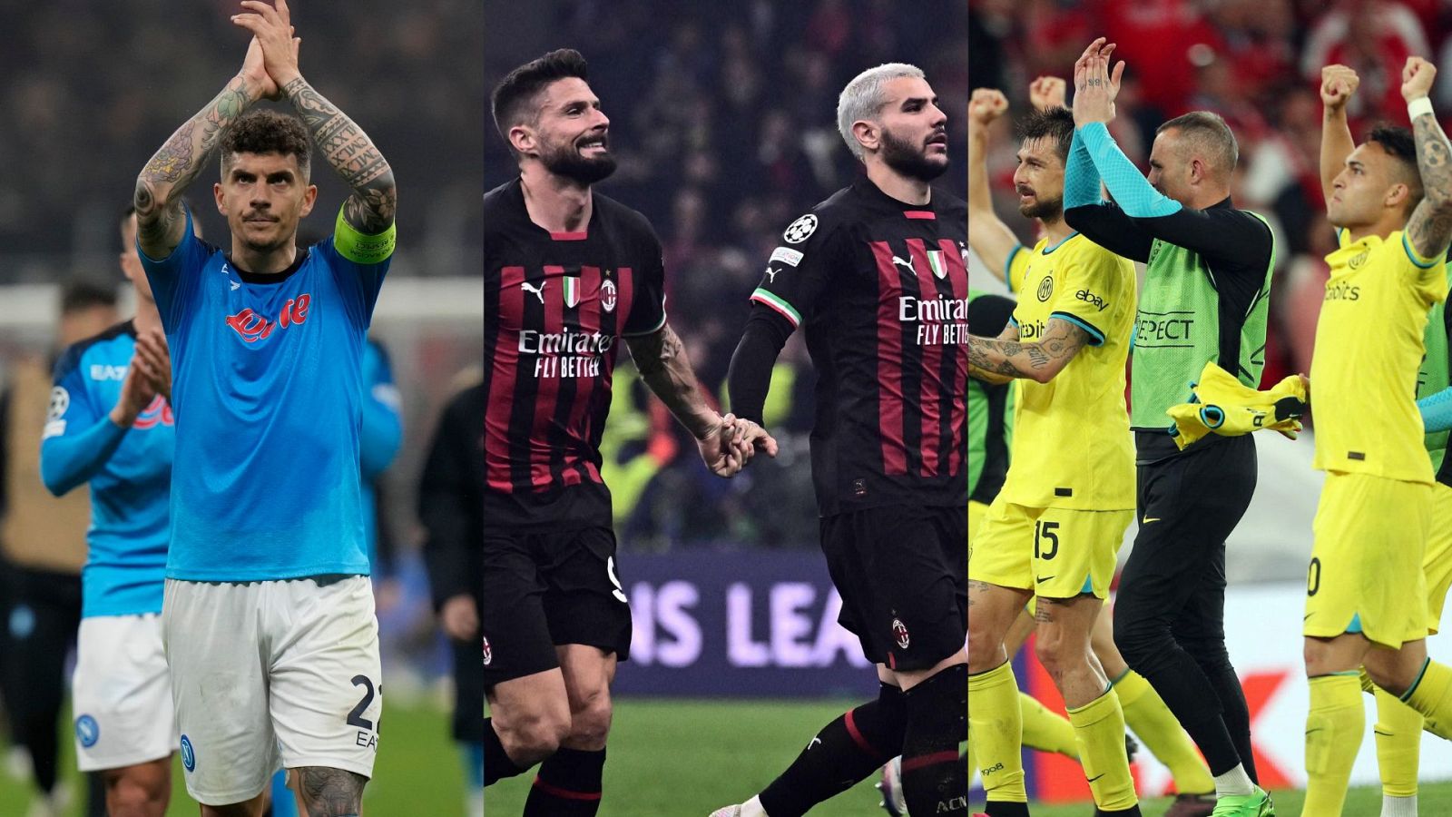 Champions League en directo: Nápoles-Milan e Inter-Benfica, en cuartos.