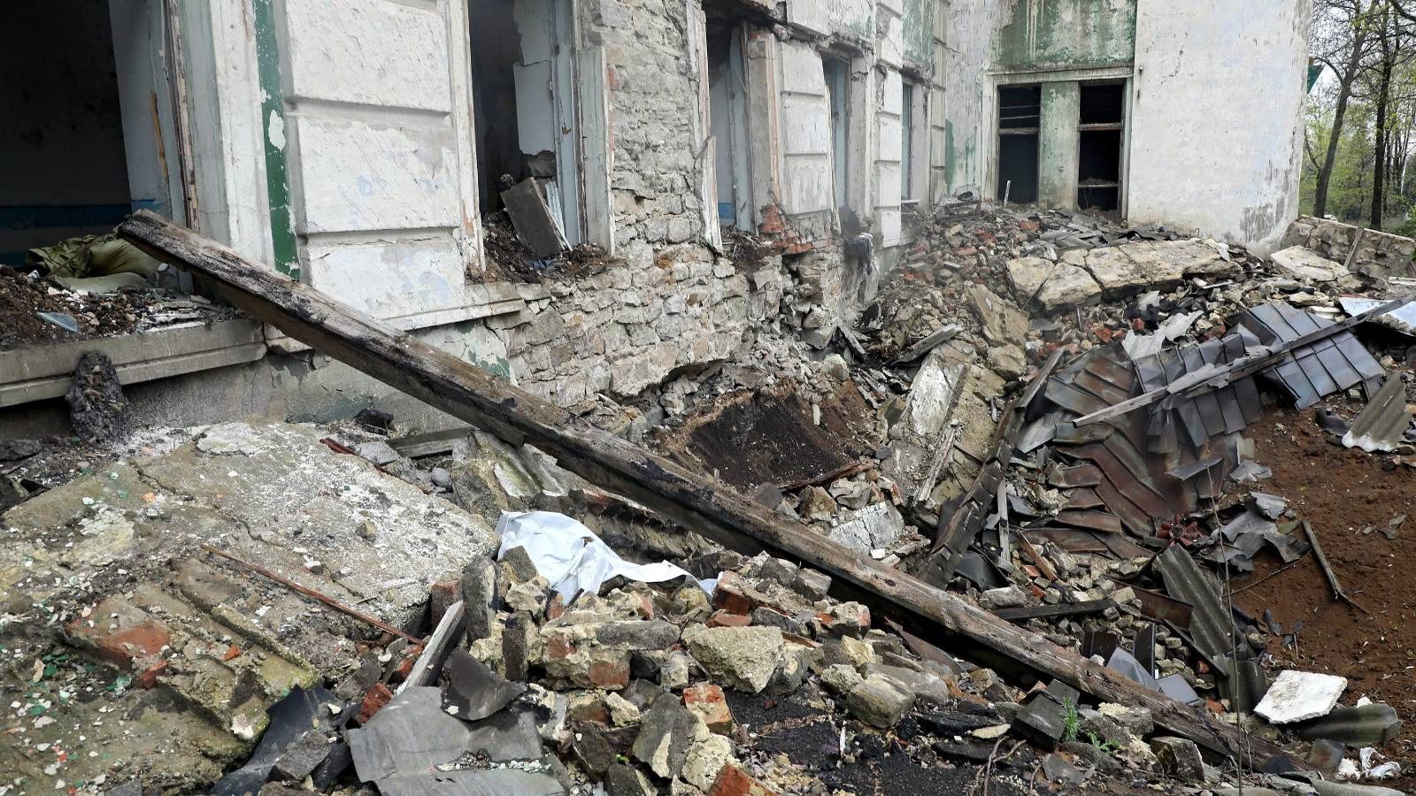 Restos de una explosión en Donetsk