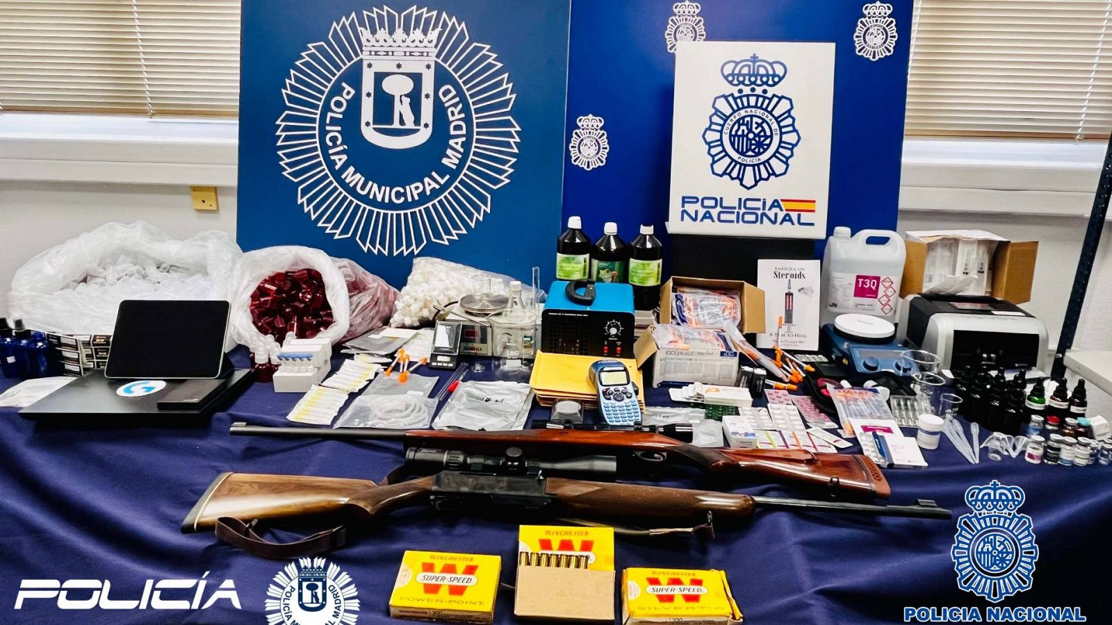 La Policía Nacional y la Policía Municipal de Madrid desmantelan un laboratorio dedicado a la fabricación de medicamentos con efectos anabolizantes