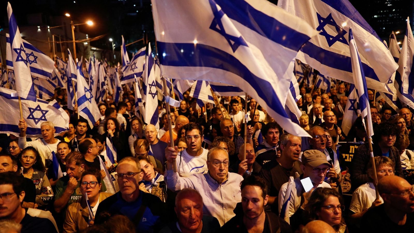 Manifestación contra el Gobierno de Benjamín Netanyahu en Tel Aviv