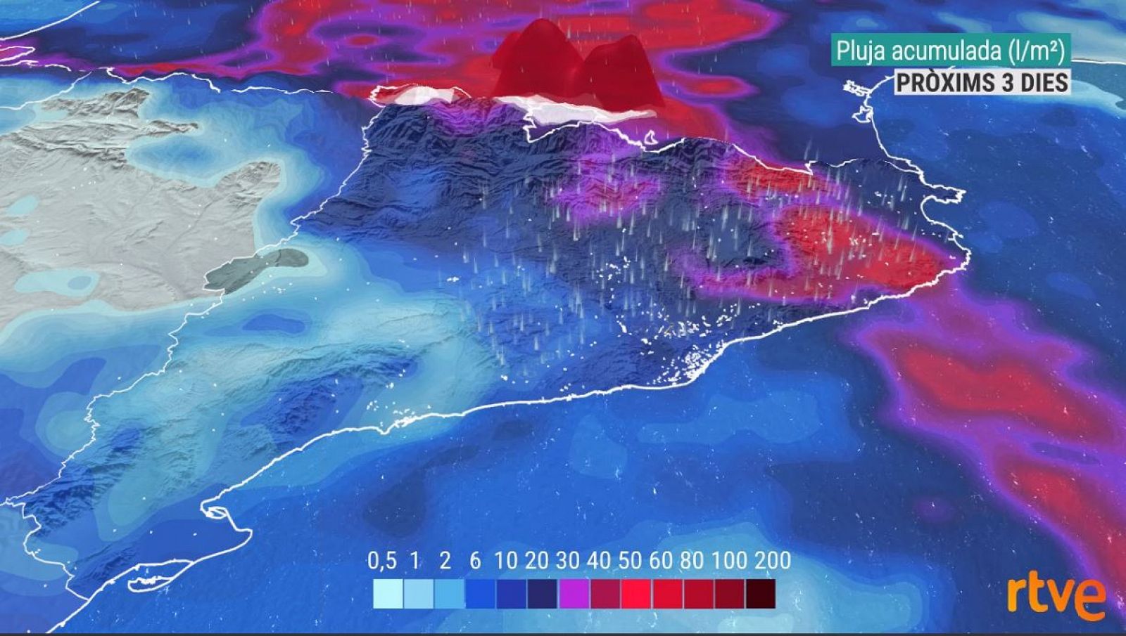 Precipitació acumulada (mm) durant els pròxims 3 dies