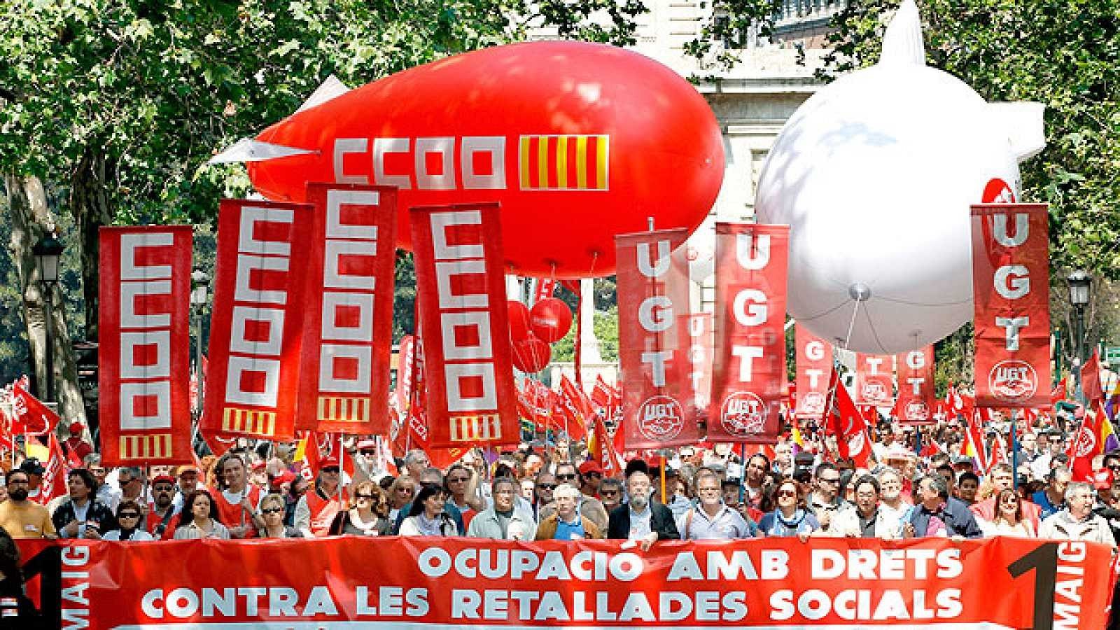 Manifestació dels sindicats l'1 de maig del 2022