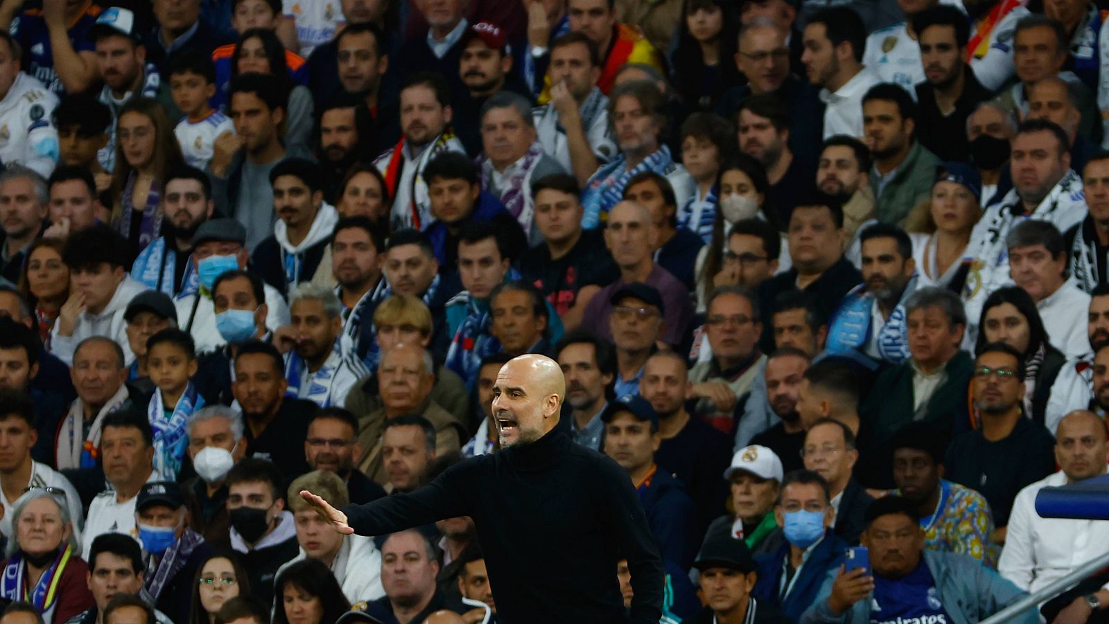 Pep Guardiola, durante su última visita al Santiago Bernabéu con el Manchester City