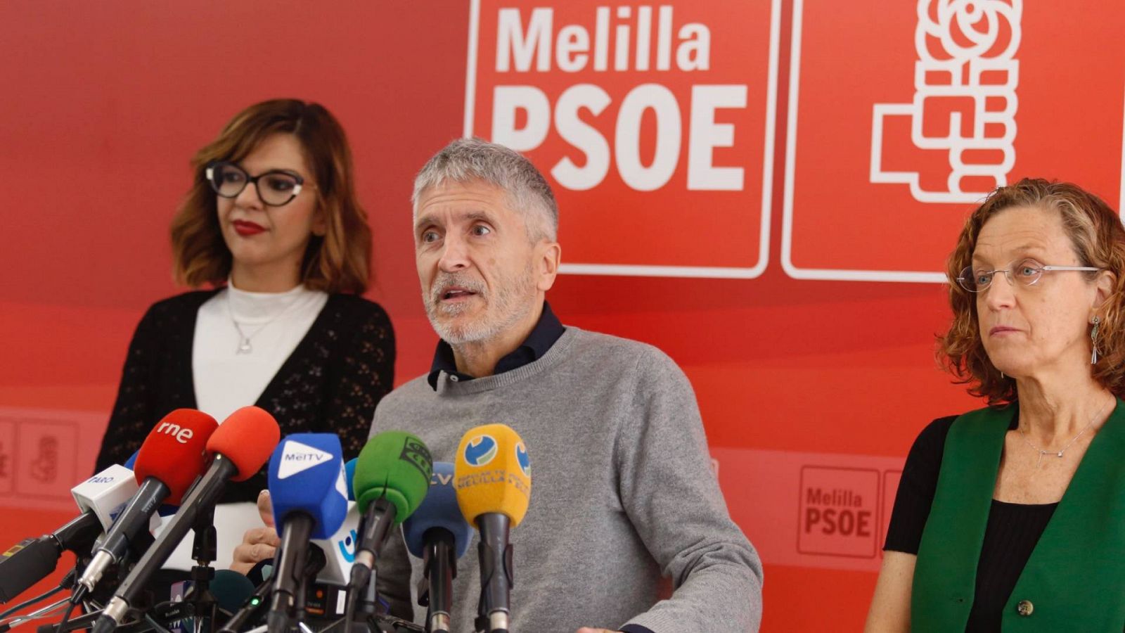 Marlaska comparece en la sede del PSOE en Melilla