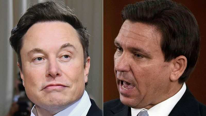 Elon Musk y Ron de Santis en un fotomontaje