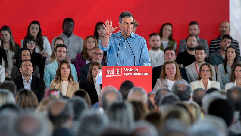 Pedro Sánchez, durante un mitin de campaña