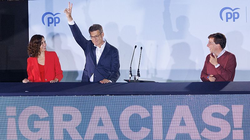 Isabel Díaz Ayuso, Alberto Núñez Feijóo y José Luis Martínez Almeida