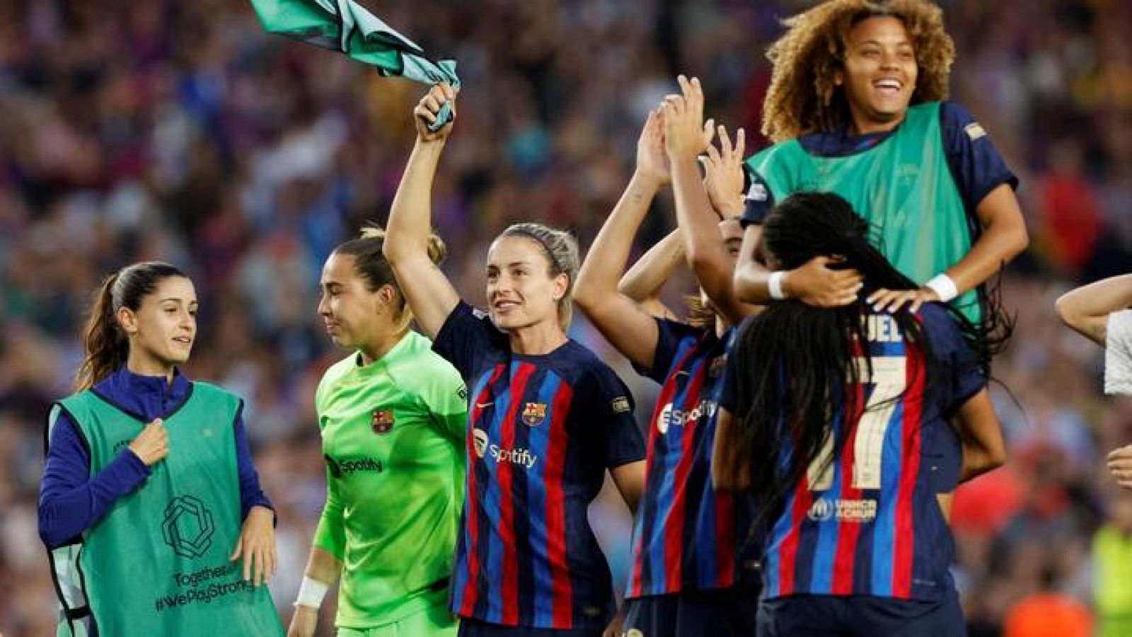 Barcelona - Wolfsburgo: las jugadoras del Barça, con Alexia Putellas al frente.