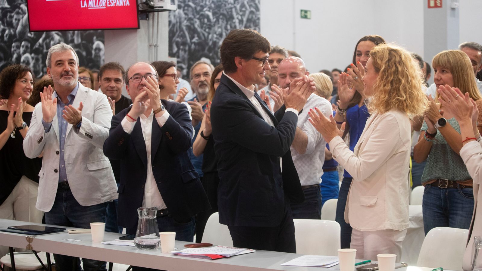 Salvador Illa, Meritxell Batet y Miquel Iceta, en el Consell del PSC