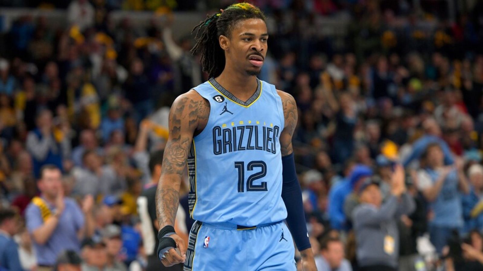 Ja Morant, base de los Memphis Grizzlies en un partido de playoffs ante Lakers.