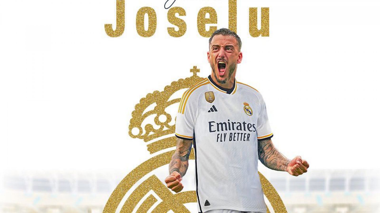 El Real Madrid anuncia con esta foto la llegada de Joselu al club blanco.