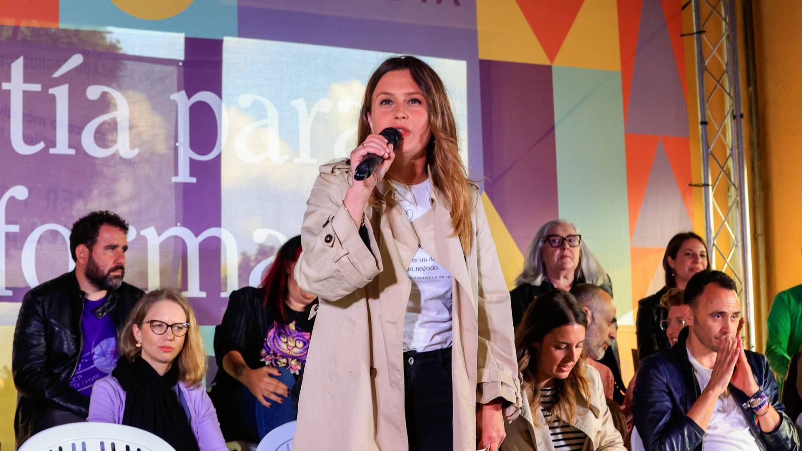 La dirigente de Podemos en la Comunidad de Madrid, Alejandra Jacinto, durante la campaña del 28M