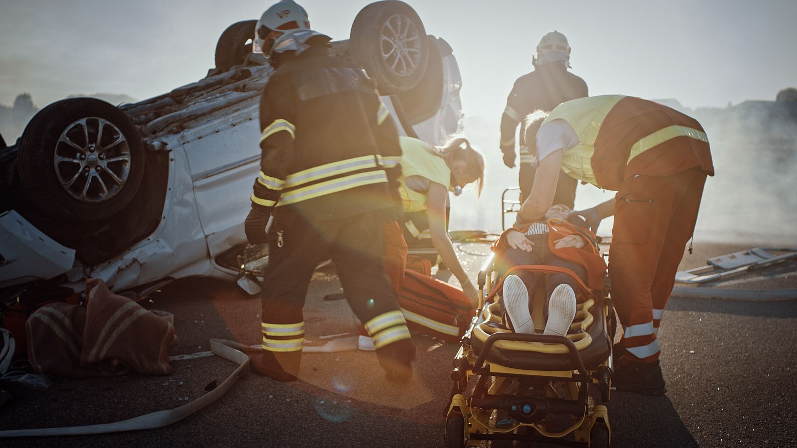 La escena de un accidente de tráfico en una imagen de archivo